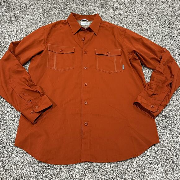 Columbia Other - Columbia Omni-Shade Long Roll-up Sleeves Button Shirt, Size Medium, Dark Orange